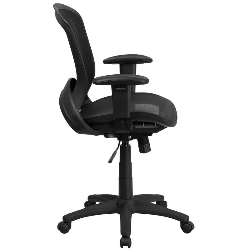 Flash Furniture Mid-Back Transparent Black Mesh Executive Swivel Chair with Adjustable Arms – HL-0007T-GG Online now
