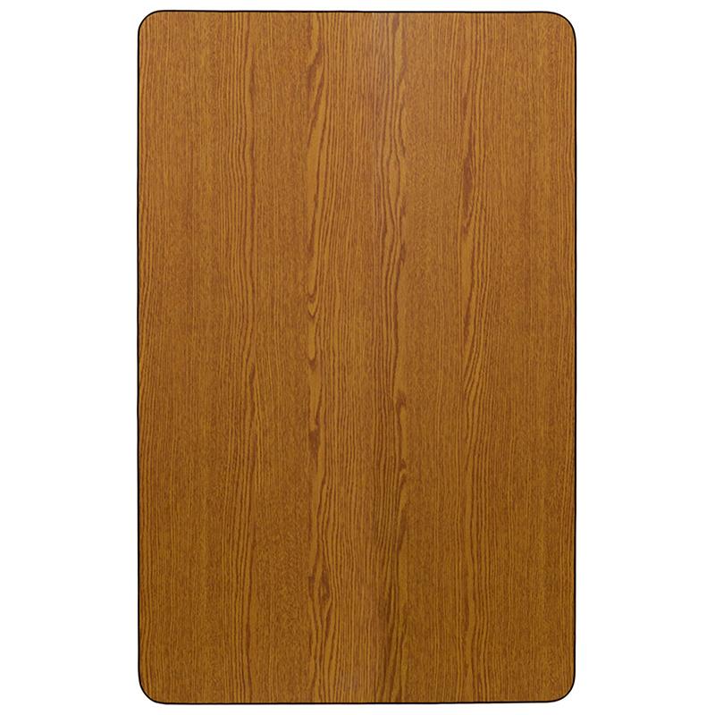 Flash Furniture Mobile 30”W x 48”L Rectangular Oak Thermal Laminate Activity Table – Standard Height Adjustable Legs – XU-A3048-REC-OAK-T-A-CAS-GG Fashion