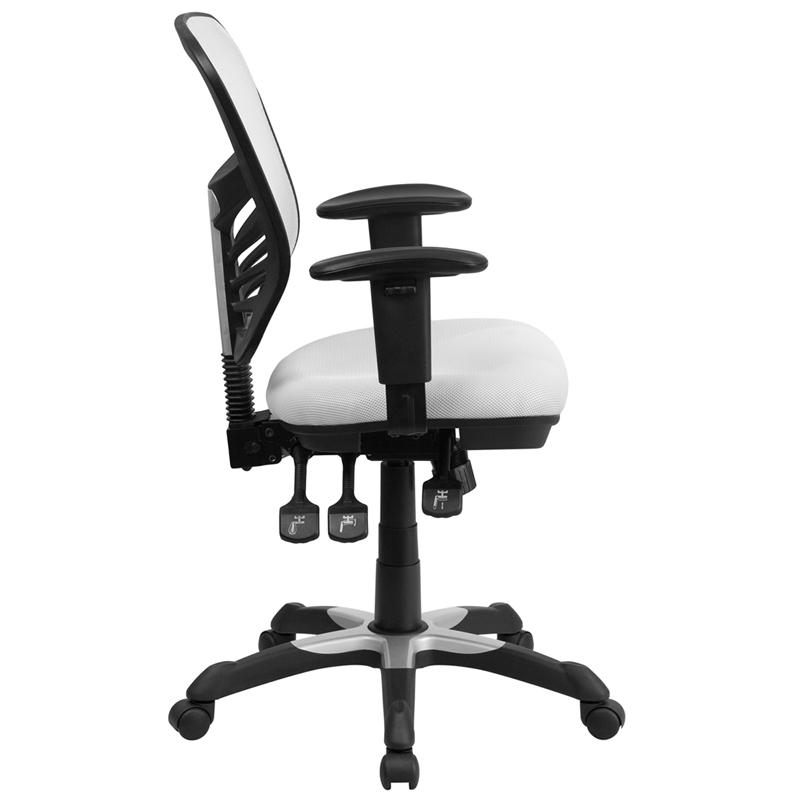 Flash Furniture Mid-Back White Mesh Multifunction Executive Swivel Chair with Adjustable Arms – HL-0001-WH-GG Discount