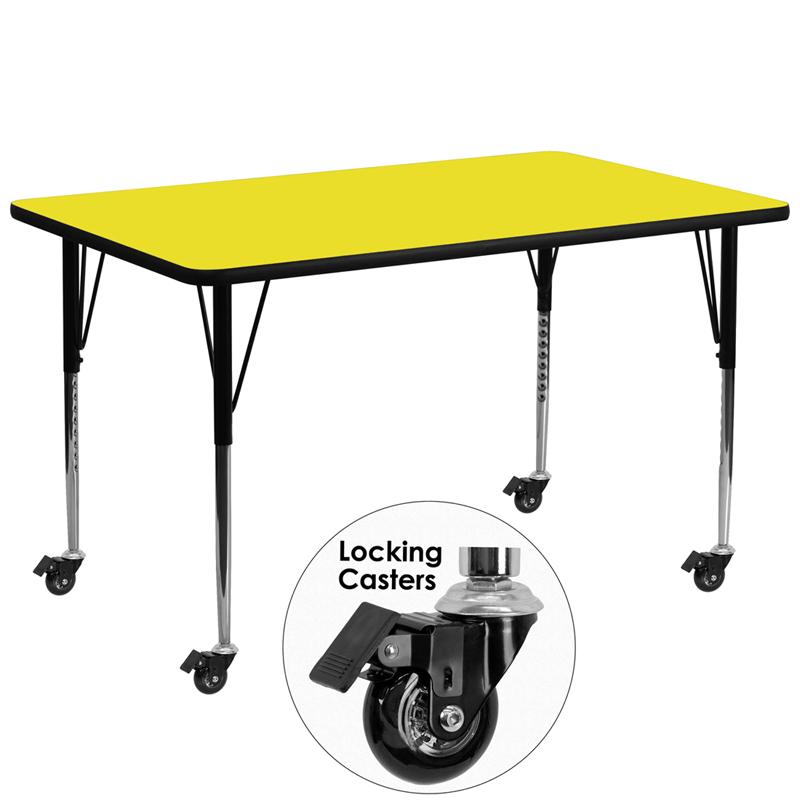 Flash Furniture Mobile 30”W x 72”L Rectangular Yellow HP Laminate Activity Table – Standard Height Adjustable Legs – XU-A3072-REC-YEL-H-A-CAS-GG Online now