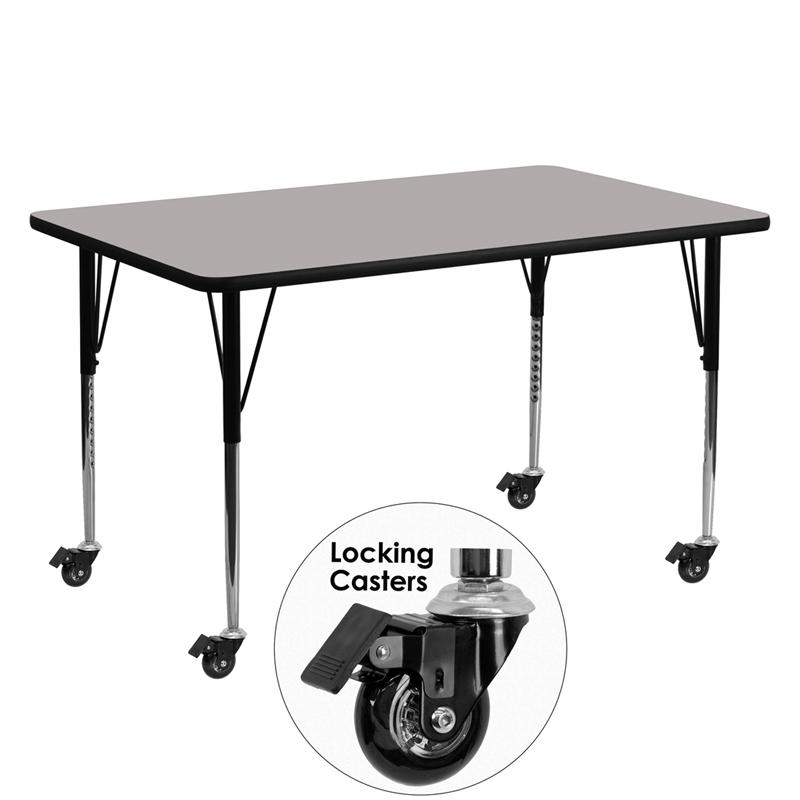 Flash Furniture Mobile 24”W x 60”L Rectangular Grey HP Laminate Activity Table – Standard Height Adjustable Legs – XU-A2460-REC-GY-H-A-CAS-GG Online now