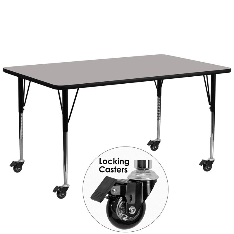 Flash Furniture Mobile 30”W x 72”L Rectangular Grey HP Laminate Activity Table – Standard Height Adjustable Legs – XU-A3072-REC-GY-H-A-CAS-GG Online now