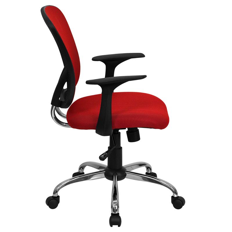 Flash Furniture Mid-Back Red Mesh Swivel Task Chair with Chrome Base and Arms – H-8369F-RED-GG Online now