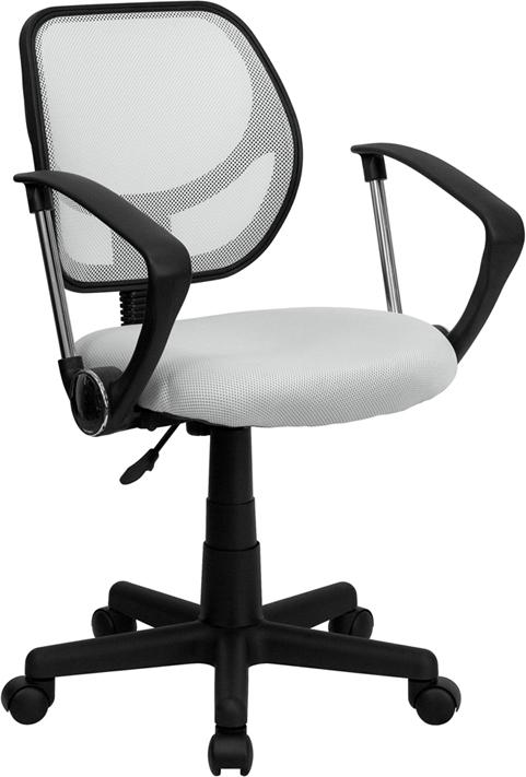 Flash Furniture Mid-Back White Mesh Swivel Task Chair with Arms – WA-3074-WHT-A-GG Fashion