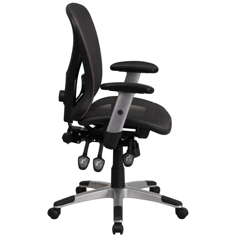 Flash Furniture Mid-Back Transparent Gray Mesh Multifunction Executive Swivel Chair with Adjustable Arms – GO-WY-136-3-GG on Sale