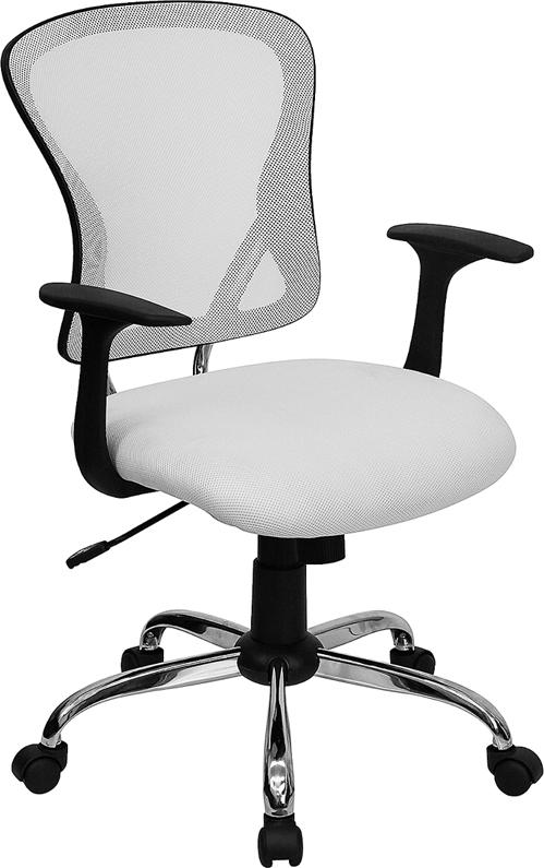 Flash Furniture Mid-Back White Mesh Swivel Task Chair with Chrome Base and Arms – H-8369F-WHT-GG Discount