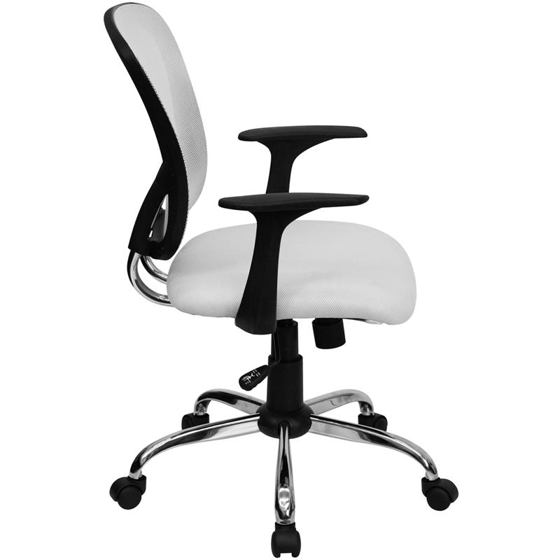 Flash Furniture Mid-Back White Mesh Swivel Task Chair with Chrome Base and Arms – H-8369F-WHT-GG Discount