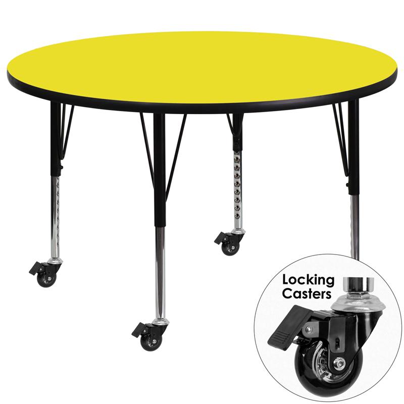 Flash Furniture Mobile 48” Round Yellow HP Laminate Activity Table – Height Adjustable Short Legs – XU-A48-RND-YEL-H-P-CAS-GG Online