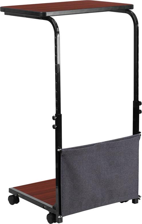 Flash Furniture Mobile Sit-Down, Stand-Up Mahogany Computer Desk with Removable Pouch (Adjustable Range 27” – 46.5”) – MT-6288-1-GG Supply