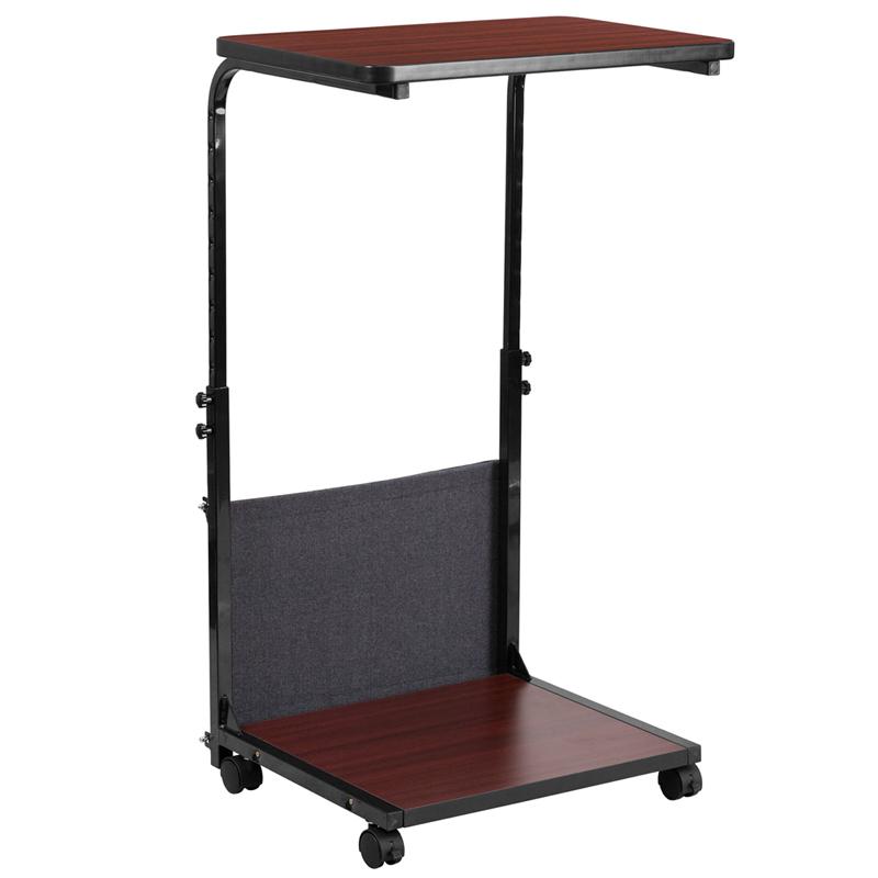 Flash Furniture Mobile Sit-Down, Stand-Up Mahogany Computer Desk with Removable Pouch (Adjustable Range 27” – 46.5”) – MT-6288-1-GG Supply