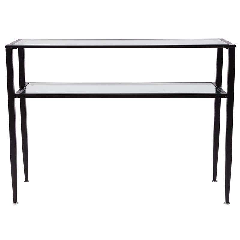 Flash Furniture Newport Collection Glass Console Table with Shelves and Black Metal Frame – HG-160334-GG Sale