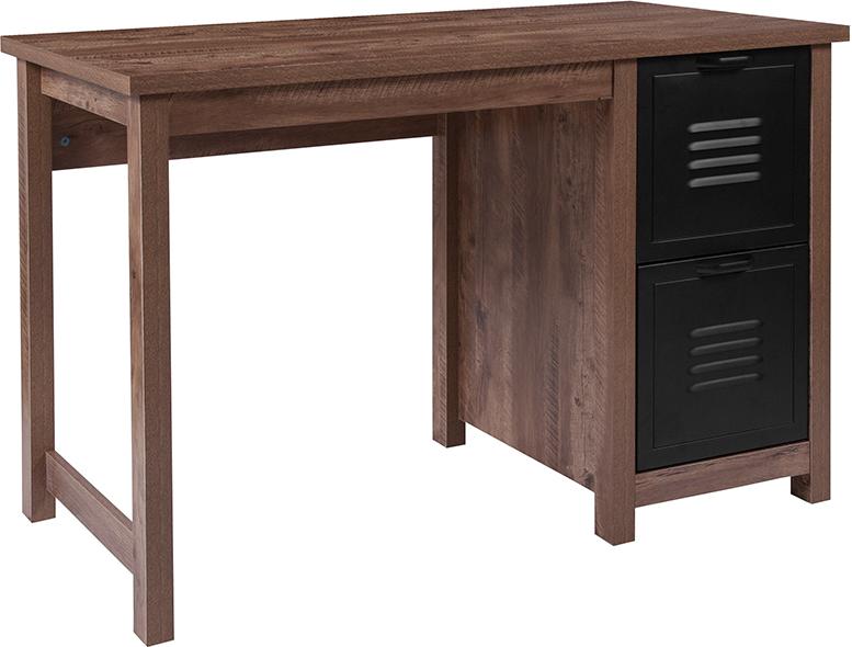 Flash Furniture New Lancaster Collection Crosscut Oak Wood Grain Finish Computer Desk with Metal Drawers – NAN-JN-21736T-GG Sale