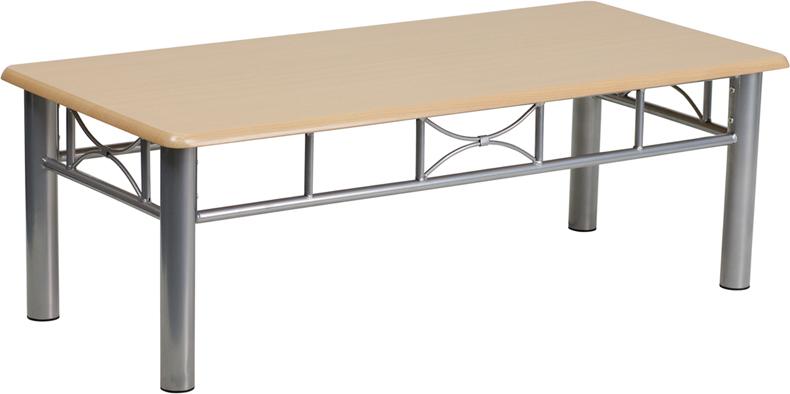 Flash Furniture Natural Laminate Coffee Table with Silver Steel Frame – JB-6-COF-NAT-GG Hot on Sale