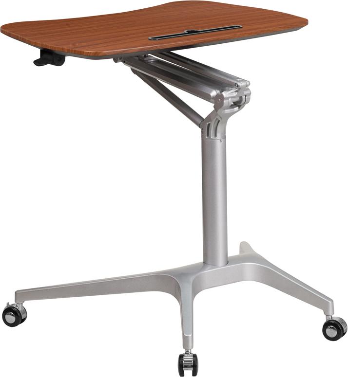 Flash Furniture Mobile Sit-Down, Stand-Up Mahogany Computer Desk with 28.25”W Top (Adjustable Range 29” – 41”) – NAN-IP-10-GG Online Sale