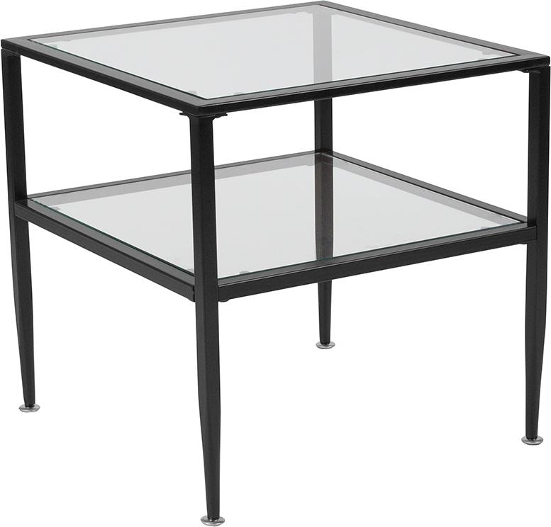 Flash Furniture Newport Collection Glass End Table with Black Metal Frame – HG-160913-GG Discount