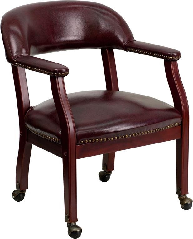 Flash Furniture Oxblood Vinyl Luxurious Conference Chair with Accent Nail Trim and Casters – B-Z100-OXBLOOD-GG Online now