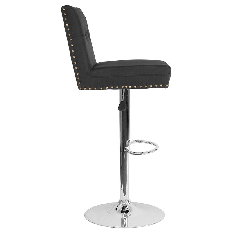 Flash Furniture Ravello Contemporary Adjustable Height Barstool with Accent Nail Trim in Black Fabric – DS-8411-BLK-F-GG Sale