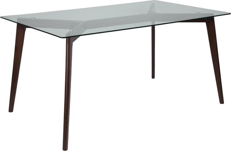 Flash Furniture Parkside 35.25″ x 59″ Rectangular Solid Espresso Wood Table with Clear Glass Top – SK-TC-5049-E-GG Online Sale