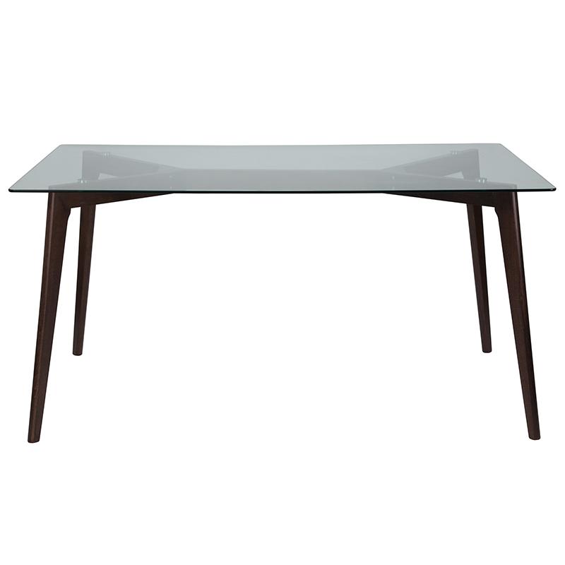 Flash Furniture Parkside 35.25″ x 59″ Rectangular Solid Espresso Wood Table with Clear Glass Top – SK-TC-5049-E-GG Online Sale