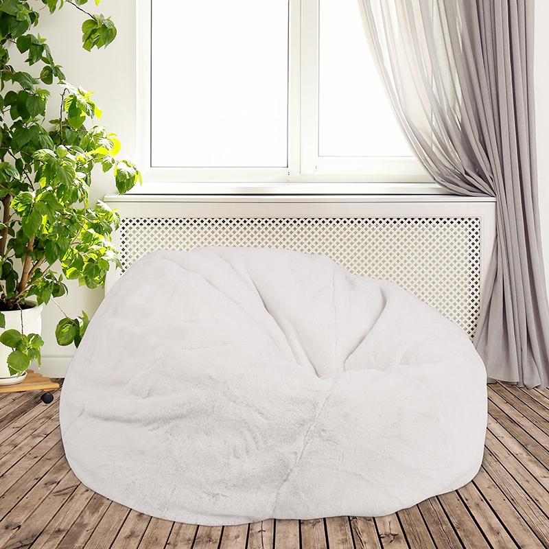 Flash Furniture Oversized White Furry Kids Bean Bag Chair – DG-BEAN-LARGE-FUR-WH-GG Discount