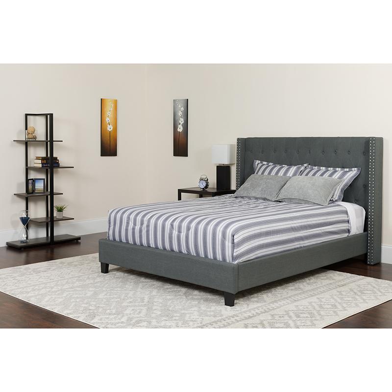 Flash Furniture Riverdale Twin Size Tufted Upholstered Platform Bed in Dark Gray Fabric – HG-45-GG Online