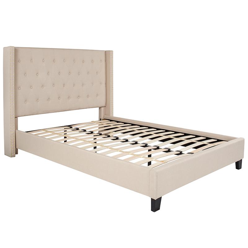 Flash Furniture Riverdale Full Size Tufted Upholstered Platform Bed in Beige Fabric – HG-34-GG Fashion