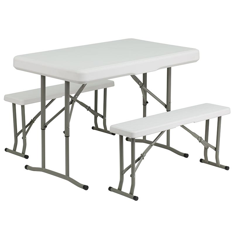Flash Furniture Plastic Folding Table and Bench Set – DAD-YCZ-103-GG Online now
