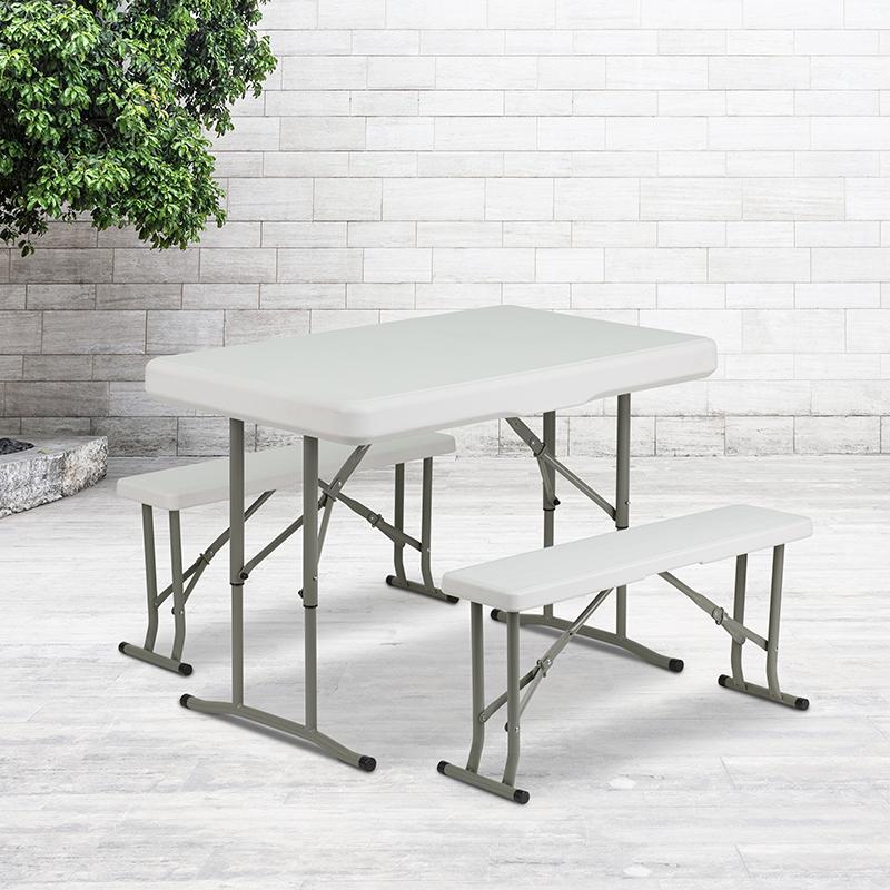 Flash Furniture Plastic Folding Table and Bench Set – DAD-YCZ-103-GG Online now