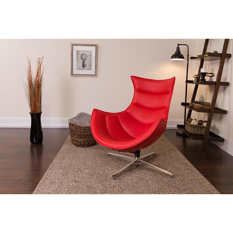 Flash Furniture Red Leather Swivel Cocoon Chair – ZB-34-GG on Sale