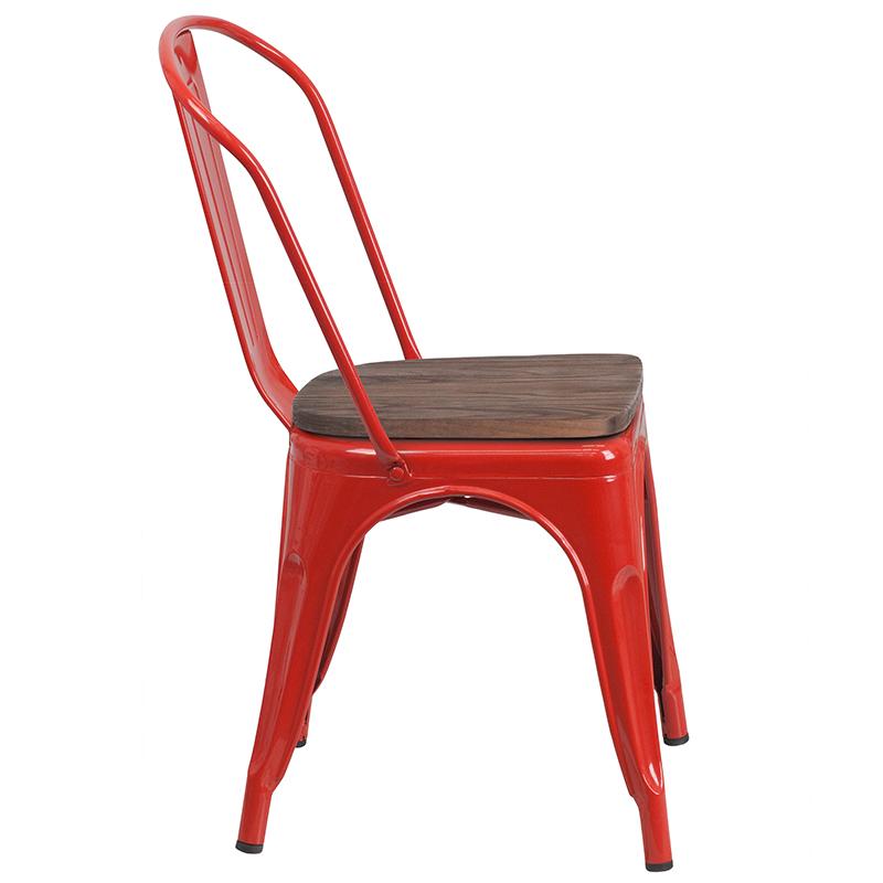 Flash Furniture Red Metal Stackable Chair with Wood Seat – CH-31230-RED-WD-GG on Sale