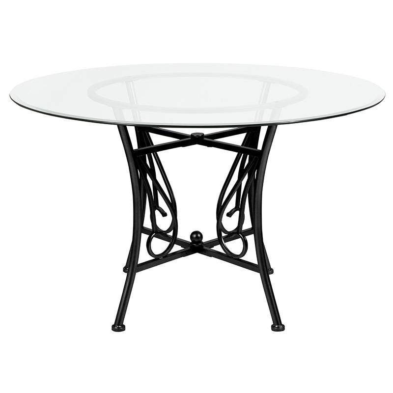Flash Furniture Princeton 48” Round Glass Dining Table with Black Metal Frame – XU-TBG-16-GG on Sale