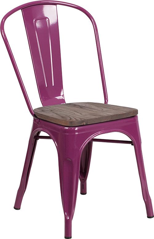 Flash Furniture Purple Metal Stackable Chair with Wood Seat – ET-3534-PUR-WD-GG Online