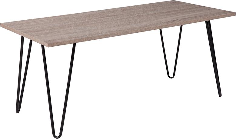 Flash Furniture Oak Park Collection Driftwood Wood Grain Finish Coffee Table with Black Metal Legs – NAN-JH-1701-GG Online Sale