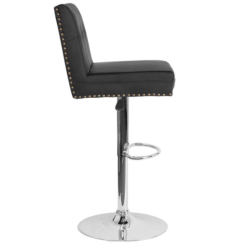 Flash Furniture Ravello Contemporary Adjustable Height Barstool with Accent Nail Trim in Black Leather – DS-8411-BLK-GG Fashion