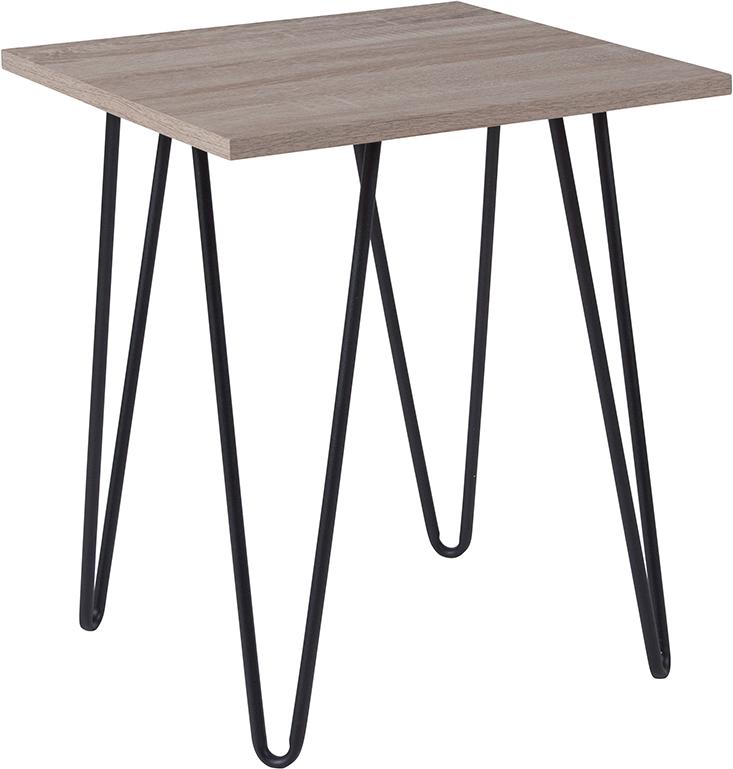 Flash Furniture Oak Park Collection Driftwood Wood Grain Finish End Table with Black Metal Legs – NAN-JH-1703-GG Online Hot Sale