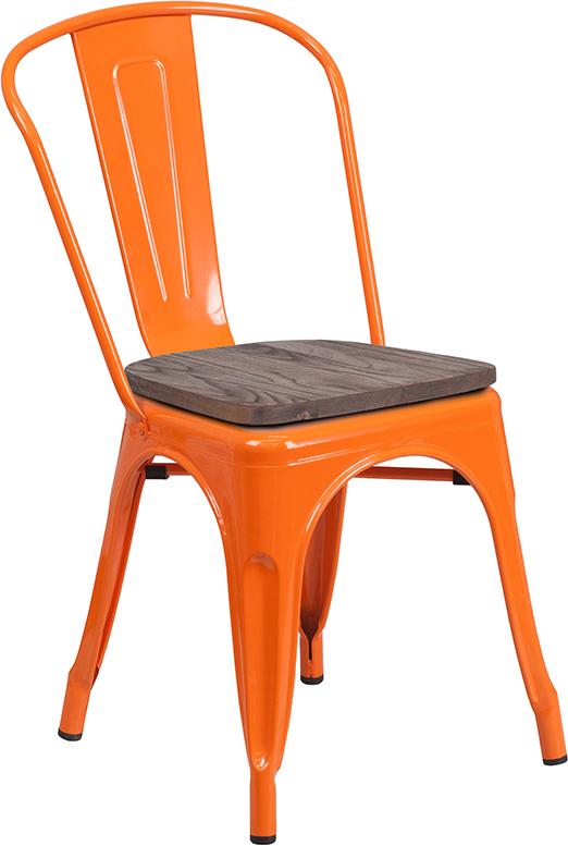 Flash Furniture Orange Metal Stackable Chair with Wood Seat – CH-31230-OR-WD-GG Sale