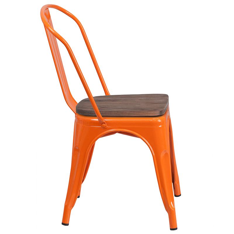 Flash Furniture Orange Metal Stackable Chair with Wood Seat – CH-31230-OR-WD-GG Sale
