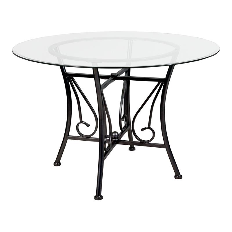 Flash Furniture Princeton 45” Round Glass Dining Table with Black Metal Frame – XU-TBG-17-GG Fashion