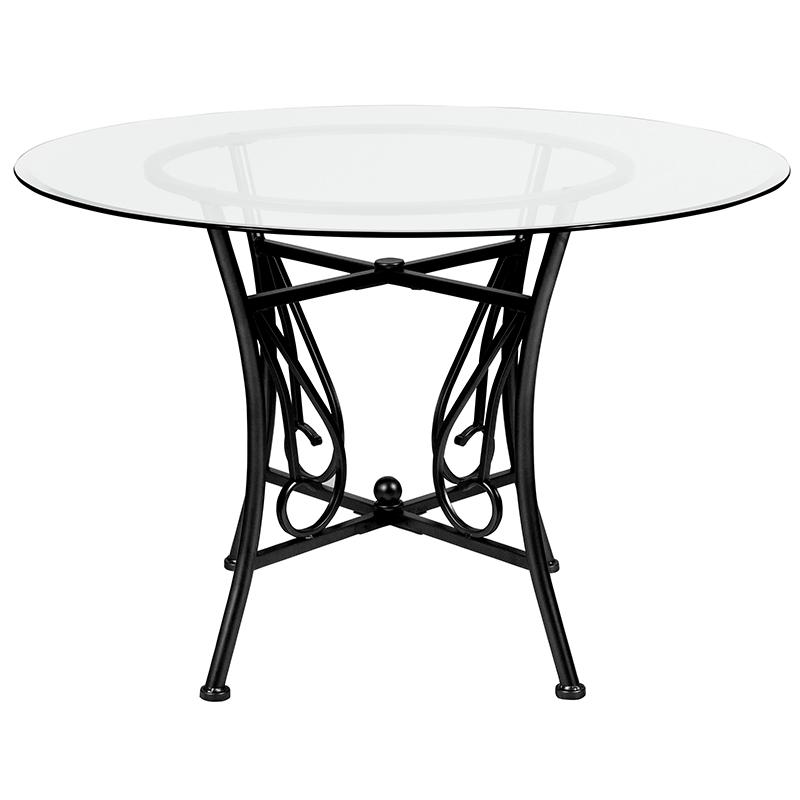 Flash Furniture Princeton 45” Round Glass Dining Table with Black Metal Frame – XU-TBG-17-GG Fashion