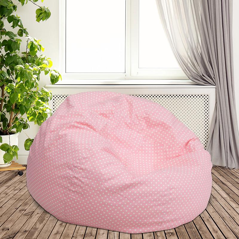Flash Furniture Oversized Light Pink Dot Bean Bag Chair – DG-BEAN-LARGE-DOT-PK-GG Online Sale
