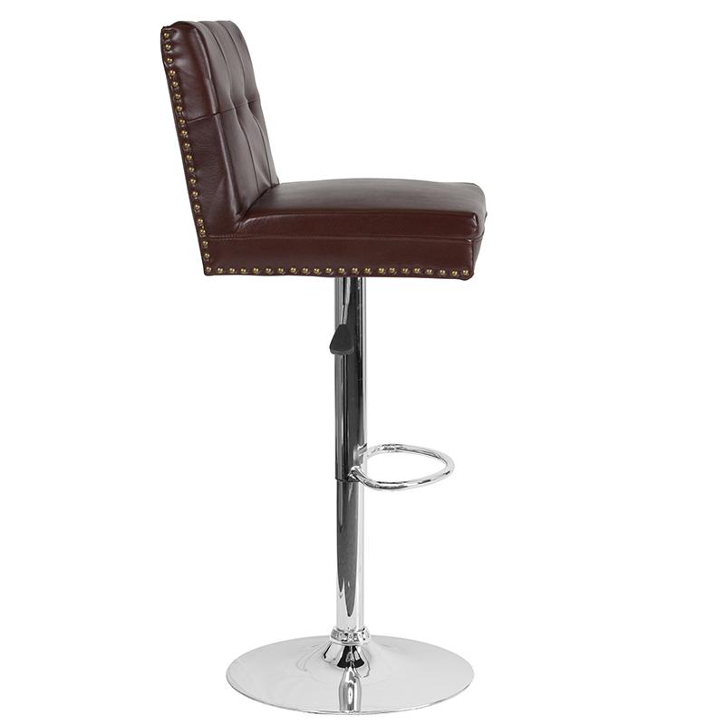 Flash Furniture Ravello Contemporary Adjustable Height Barstool with Accent Nail Trim in Brown Leather – DS-8411-BRN-GG Online