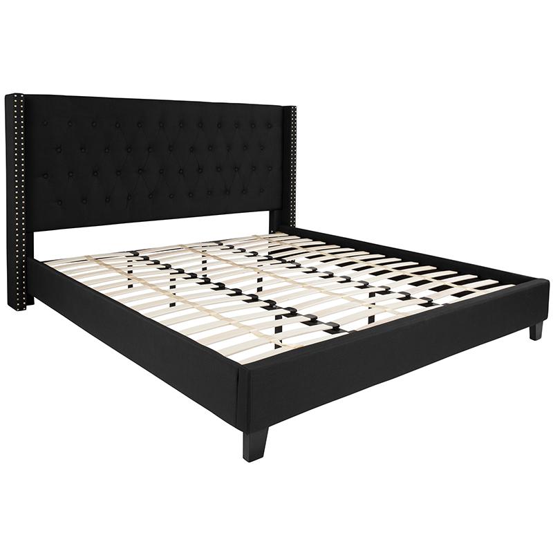Flash Furniture Riverdale King Size Tufted Upholstered Platform Bed in Black Fabric – HG-40-GG Hot on Sale