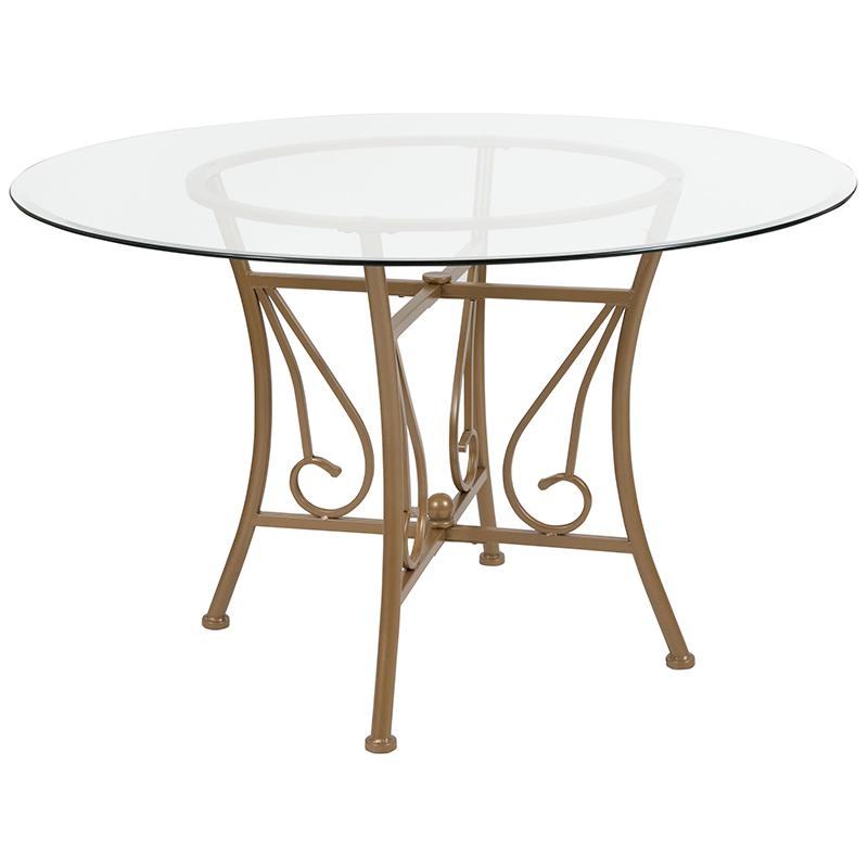 Flash Furniture Princeton 48” Round Glass Dining Table with Matte Gold Metal Frame – XU-TBG-13-GG Online now