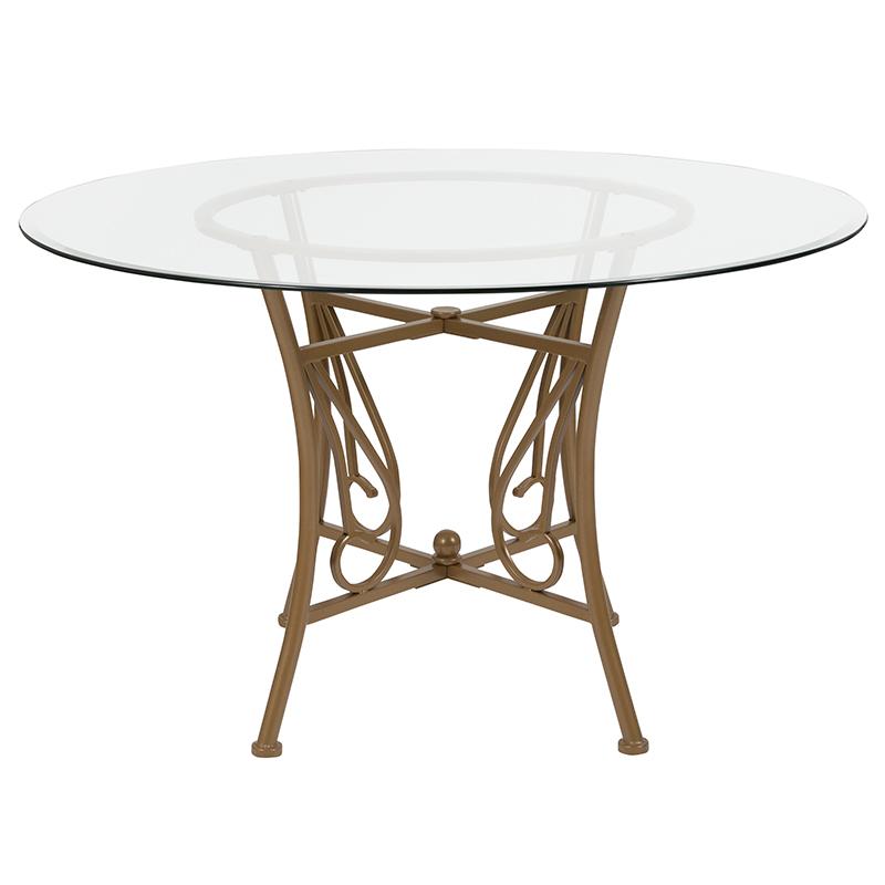 Flash Furniture Princeton 48” Round Glass Dining Table with Matte Gold Metal Frame – XU-TBG-13-GG Online now