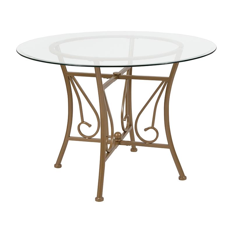 Flash Furniture Princeton 42” Round Glass Dining Table with Matte Gold Metal Frame – XU-TBG-15-GG Hot on Sale