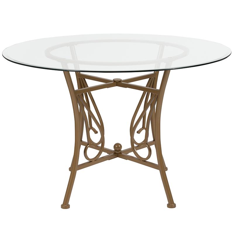 Flash Furniture Princeton 45” Round Glass Dining Table with Matte Gold Metal Frame – XU-TBG-14-GG Online now