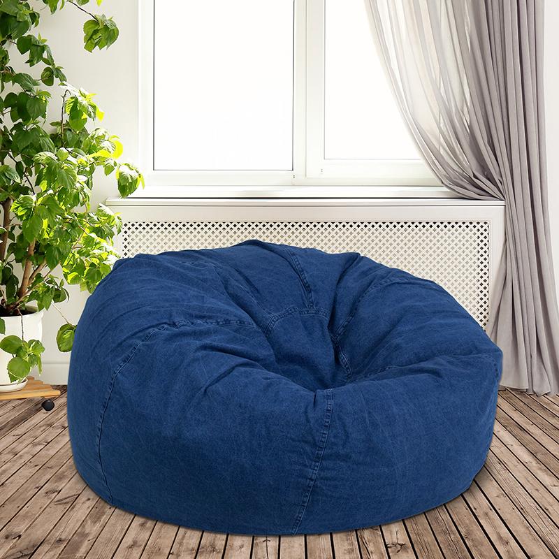 Flash Furniture Oversized Denim Kids Bean Bag Chair – DG-BEAN-LARGE-DENIM-GG on Sale