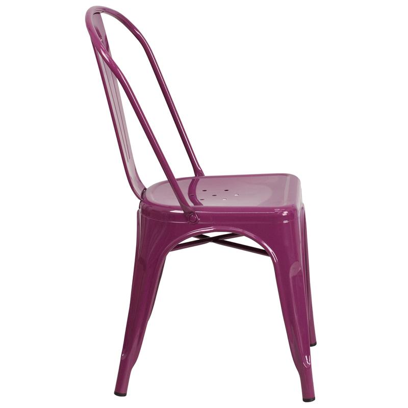 Flash Furniture Purple Metal Indoor-Outdoor Stackable Chair – ET-3534-PUR-GG Supply