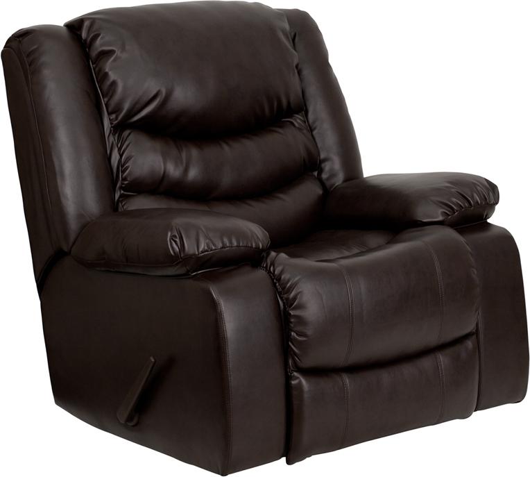 Flash Furniture Plush Brown Leather Lever Rocker Recliner with Padded Arms – MEN-DSC01078-BRN-GG Discount