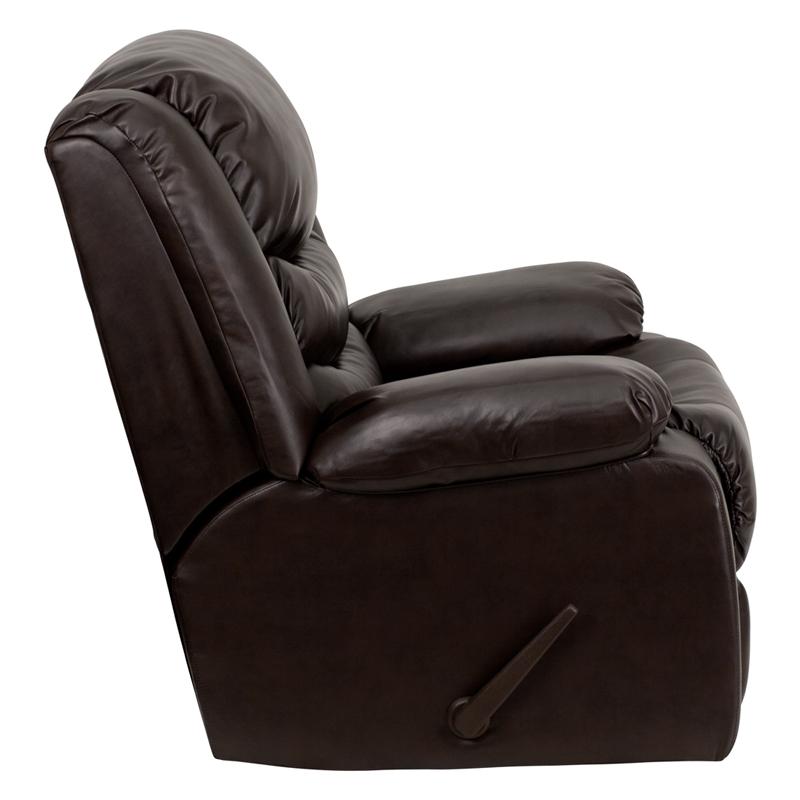 Flash Furniture Plush Brown Leather Lever Rocker Recliner with Padded Arms – MEN-DSC01078-BRN-GG Discount